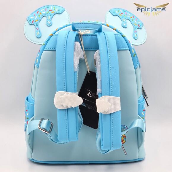 Loungefly Disney Minnie Mouse Lollipop Blue Sprinkle Ears Blue Mini Backpack New - Picture 6 of 6